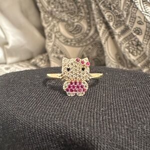 14K Gold Hello Kitty Ring with Pink Accents